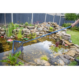 Collapsible Water Garden Koi Fish Pond Fish Catching Landing Net, 16 Inch by 13 Inch Wide (6mm) Course Durable Nylon Mesh Net Head, with Telescoping Extension Pole to 6 Ft