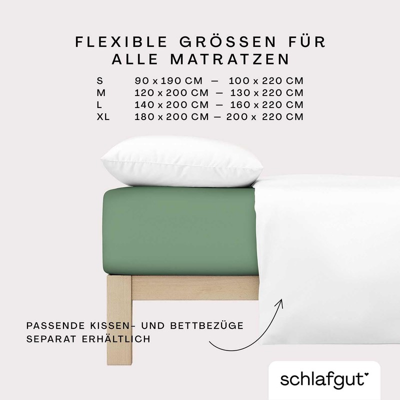 Schlafgut Pure Fitted Sheet 90 x 200 cm to 100