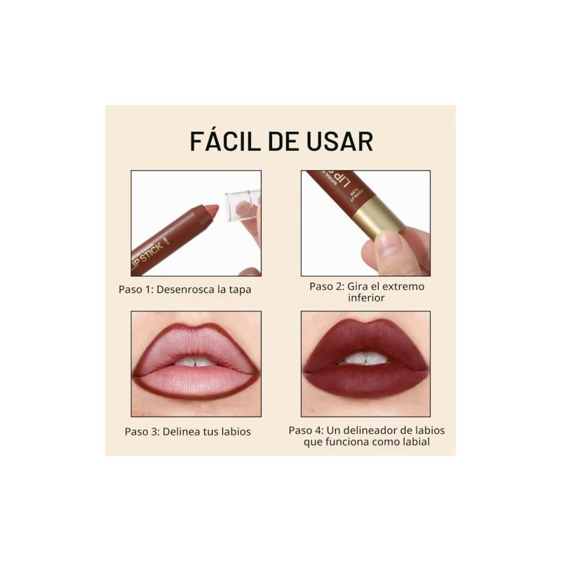 Erinde Lápiz Labial Mate Para Mujer, Lápiz Labial que no
