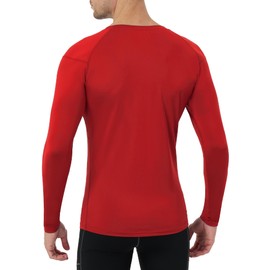 Runhit Long Sleeve Compression Shirts for Men, UPF 50+ Men's Compression Shirts, Running Workout Rash Guard Red M