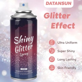 Body Glitter Spray【Long Lasting】【Skin Friendly】【Quick-Drying】 Glitter Spray for Hair/Body 120ML，Silver