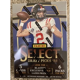 2022 Panini Select Draft Picks Football 6-Pack Blaster Box Gold Lazer Prizms