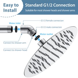 135 Degree Elbow Shower Head Adapter All Metal Handheld Shower Head Elbow Adapter Shower Arm Angle Adapter Shower Arm Extension Shower Adapter For Shower Head Extension Pipe (135°, Chrome)