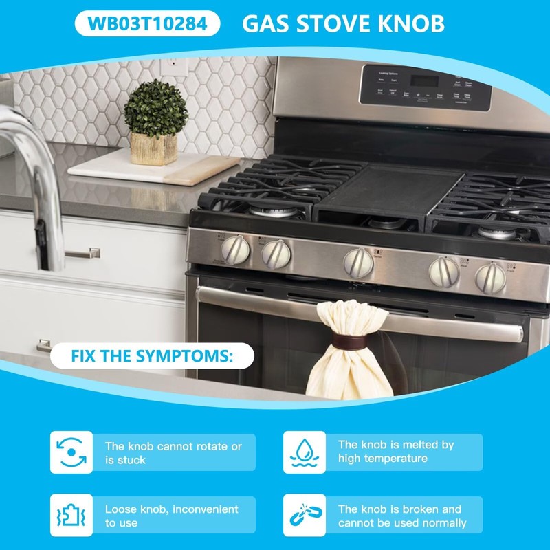 WELURE 5-Pack Stove Knobs Replacement for GE Range/Oven - Compatible