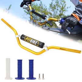 WEIYINGSI Universal 7/8 Inch 22mm Dirt Bike Handlebars, Upgraded Pit Bike Handlebar with Foam Pad and Anti-slip Handlebar Grips for Motocross CRF YZF KXF KLX RMZ DRZ Pit Dirt Bike ATV Quad - Gold+Blue