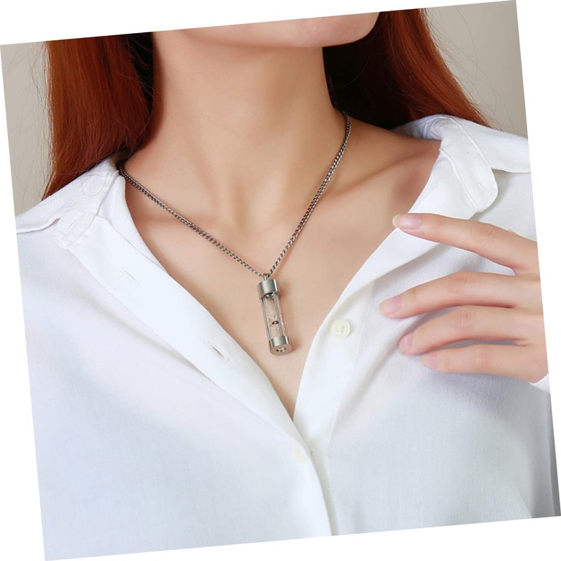 FOMIYES Glass Urn Necklace with Sand Clock Pendant Memorial Jewelry
