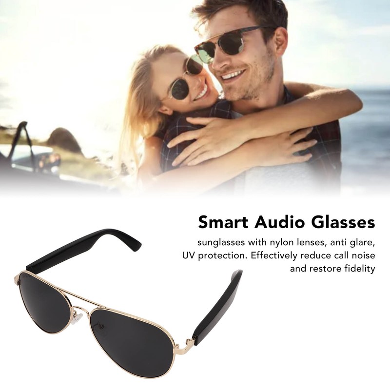Bluetooth Sunglasses Gold Frame Smart Audio Glasses Stereo Speakers Music