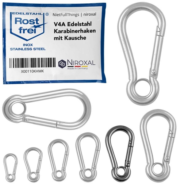 Pack of 10 Carabiner Hooks 8 mm Strong Carabiner Stainless