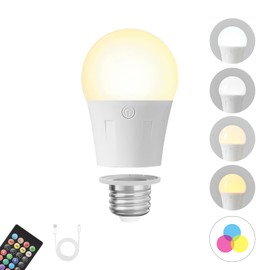 KARTOOSH Rechargeable Battery Operated Light Bulbs, E26 Detachable LED Bulb with Remote Control, Dimmable, 4 Color Temperatures, RGB, Timer, Emergency Light Bulbs for Power Outrage, Lamp and Sconce, 1 Pack