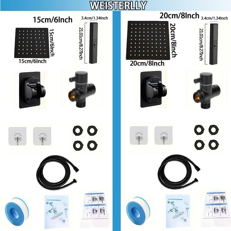 Shower Head Set, 1 Set 6/8 Inch Household Rainfall Shower