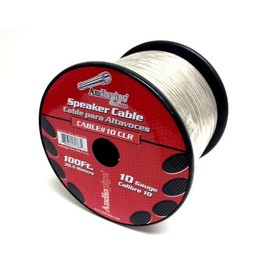 AudioPipe Cable 10-100CLR 100 Foot 10 Gauge AWG Car Audio Speaker Installation Wire, Cable Wiring Kit Spool for Vehicle Electronics, Clear