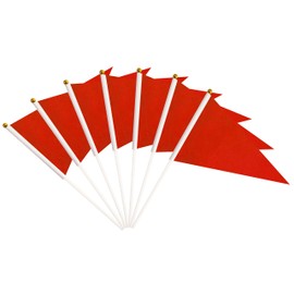 25 Pack Red Pennant Flags, Blank Solid Flag On Stick, Small Mini Hand Held DIY Flag, Party Decorations,Sports Club,School,Festival Celebration (Red)