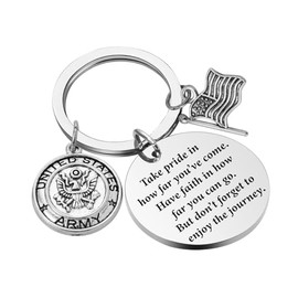 US Military Gift ARMY Marine Keychain Navy Keychain Air Force Keychain Take Pride in How Far You Have Come Deployment Gift (Take pride ARMY-KR2)