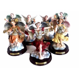 7 Archangels Religious Complete 4" Inch Full Set Statues Figurines Siete Arcangeles Figuras Imagen