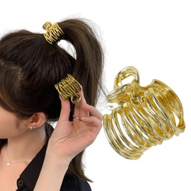Herbeluemily Hair Claw Hair Clip Ponytail Clip Metal Line Ponytail Antique Gold