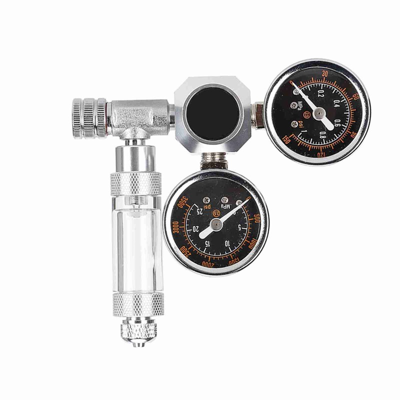 CO2 Regulator Aquarium Dual Gauge Display with Bubble Counter and