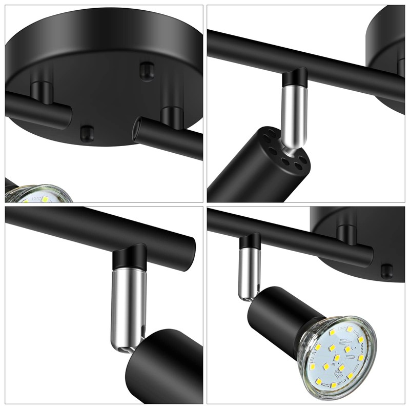 Unicozin LED 4 Light Track Lighting Kit, Black 4 Way