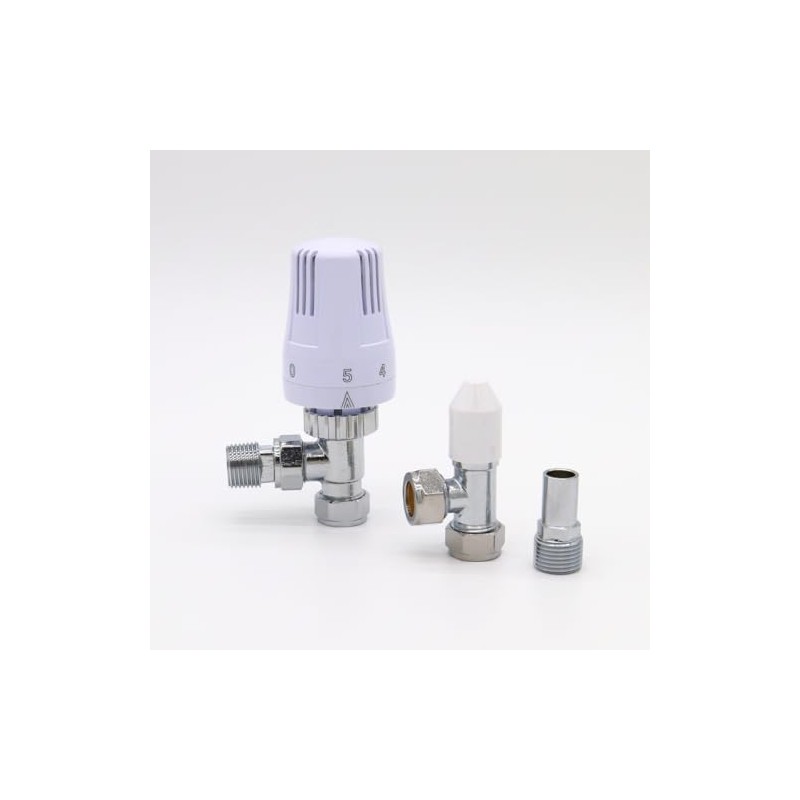 Plumb Bliss Thermostatic TRV Valve (15mm x 1/2") Angled with