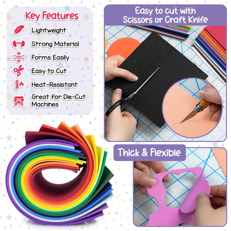 Hygloss - Hojas de Espuma Colorida para Manualidades y Manualidades,