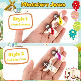 2 Styles Mini Jesus Figurines in Bulk 80 Pack Little Jesus Figures Toys to Hide Jesus Loves You Tiny Jesus Figures for Religious Party Favors Easter Egg Fillers Baptism Gifts