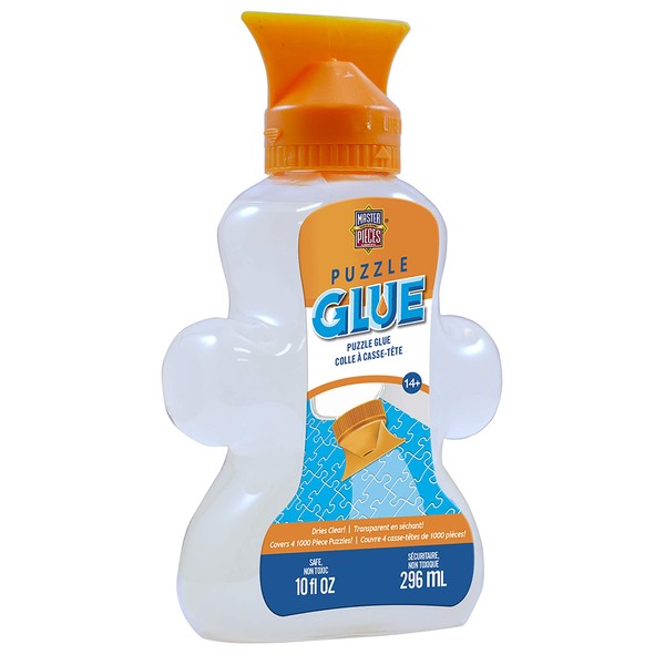 MasterPieces Accessories, Jigsaw Puzzle Piece Shaped Glue Bottle, with Swivel Spreader Cap, 10 Ounces