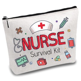 CREATCABIN Nurse Survival Kit Bag Nurse Makeup Bag Polycotton Multi-Purpose Cosmetic Work Pencil Case Pouch Bag with Zipper Canvas Travel Bags for Nurse Women Student Practitioner Gift 10 x 7 Inch