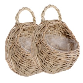 Cabilock 2st Blumenkorb Aus Rattan Zum Aufhängen An Der Wand Flechtkorb Für Die Küche Hängender Boho-Korb Bauernwandkorb Wand Korb Dekor Bauernhaus-wohndekoration Orchidee Pflanze Hölzern