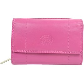 Ladies Soft Real Nappa Leather Zip-around Purse with Front Flap and Double Credit Card Swing Section (Lilac/Dark Brown/Dark Red/Mid Brown) (Blush)