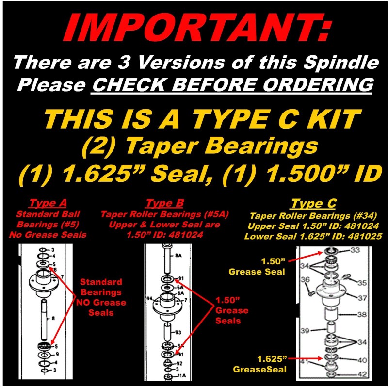 HD Switch 3 Kits Spindle Rebuild Kit Bearings & Seals