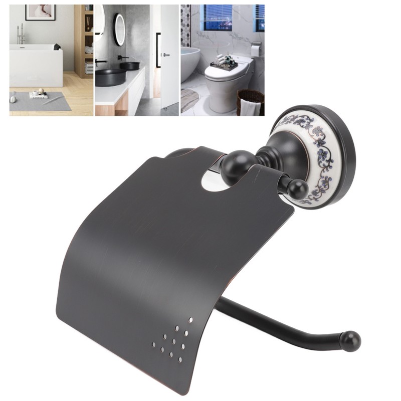 Paper Towel Dispenser Dark Bronze Blue and White Porcelain Wall