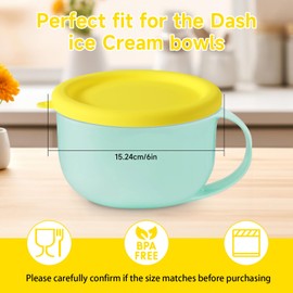 Ice Cream Maker Lid for Da-sh My Mug, Silicone Ice Cream Storage Lids, Ice Cream Maker Bowl Covers Replacement for Da-sh Ice Cream Maker Accessories (2pcs Yellow)