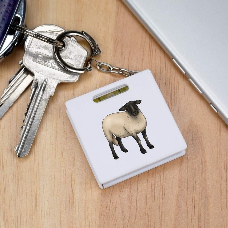 Azeeda 'Suffolk Sheep' Keyring Tape Measure/Spirit Level Tool (KM00036604)