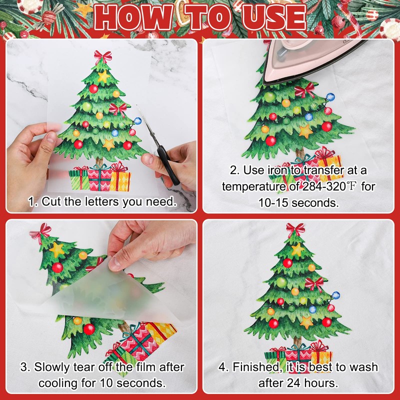 AnyDesign 12 Design Merry Christmas Iron On Transfers Patches Xmas