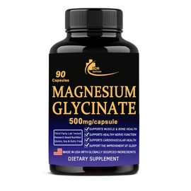 Magnesium Glycinate, Pure Magnesium Glycinate, Sleep Supplement, Gluten Free, De Magnesio glicinato, Nature Made, 90 Count Vegetarian Capsules 500Mg