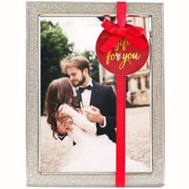 ACHAVINM 5x7 Silver Picture Frame - Glittering Enamel Photo Frames with Real Glass & Velvet Back, 5 by 7 Metal frame for Tabletop or Wall Display, Stunning Home Décor & Ideal Gift for Weddings