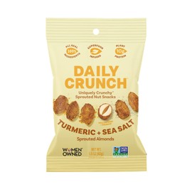 Daily Crunch, Turmeric and Sea Salt Sprouted Almonds, Minis (1.5oz, Pack of 8) - Savory Spices, Sea Salt and Turmeric, Sprouted and Dehydrated for a Unique Crunch, Keto Friendly, Non-GMO, Oil and Salt Free, Vegan, Healthy Snack…