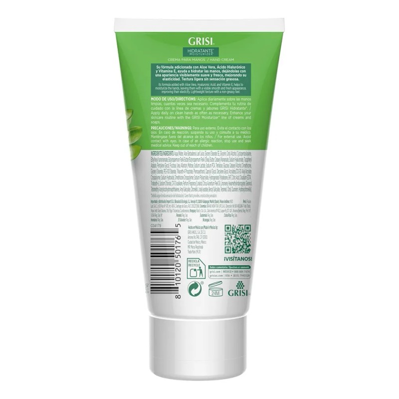 Grisi Crema De Manos Aloe Vera Y Ácido Hialurónico 80
