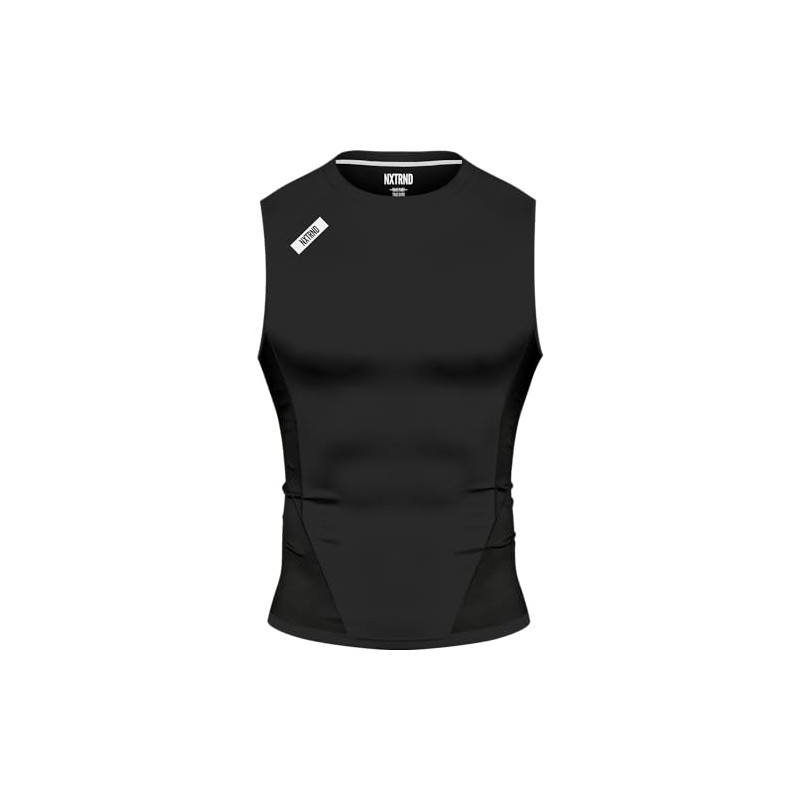 Nxtrnd Men's Compression Tank Top, Sleeveless Compression Shirt (Black, Medium)