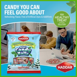 Haddar Mini Peppermint Candy Balls, 3.5oz | Natural Colors & Flavorings | No High Fructose Corn Syrup | Healthier Treats | Gluten Free | Kosher