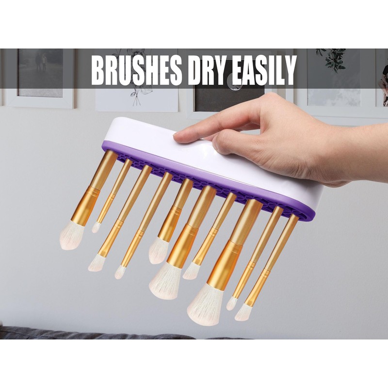 GDFYMI 2Pcs Silicone Makeup Brush Holders Green Purple Stand Makeup