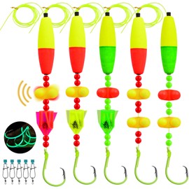 Catfish Rigs Fishing Rig - Bank Fishing Catfishing Tackle Floats Rattler Beads Rig Kit with Snaps 10/0 Circle Hooks Catfishing Rigs 5pcs/set