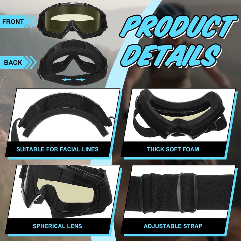Jecery 10 Pcs Motorcycle Dirt Bike Atv Goggle with Face