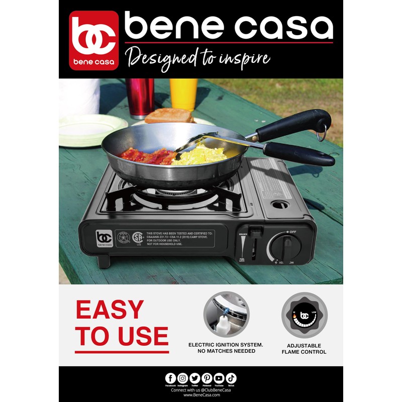 Bene Casa Portable Butane Burner 7,650 BTU | Safe &