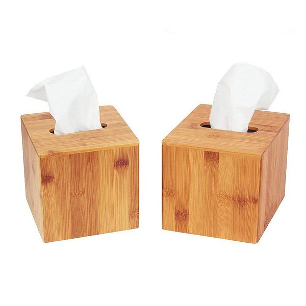 JackCubeDesign Bamboo Square Tissue Box Cover Holder Case Cover Holder