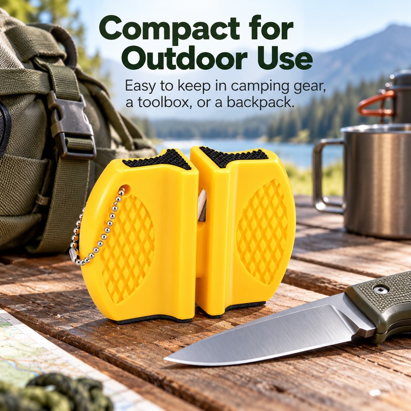 Mini Dual-Sided Knife Sharpener for Kitchen & Outdoor Use –