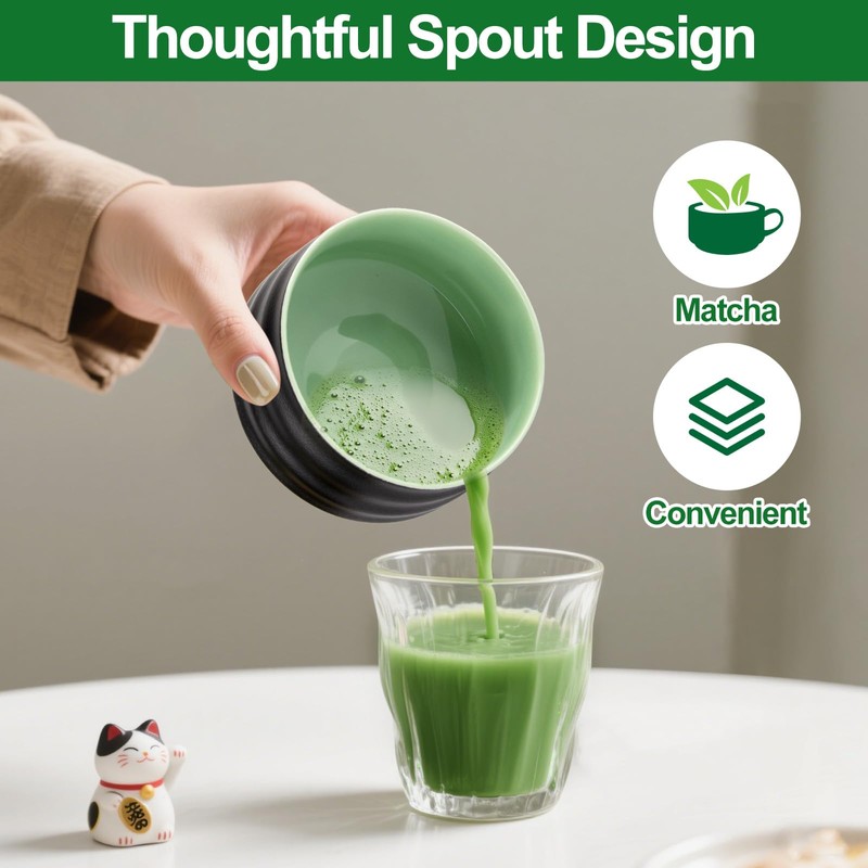 4-Piece Matcha Starter Kit – Ceramic Matcha Bowl, Bamboo Whisk,