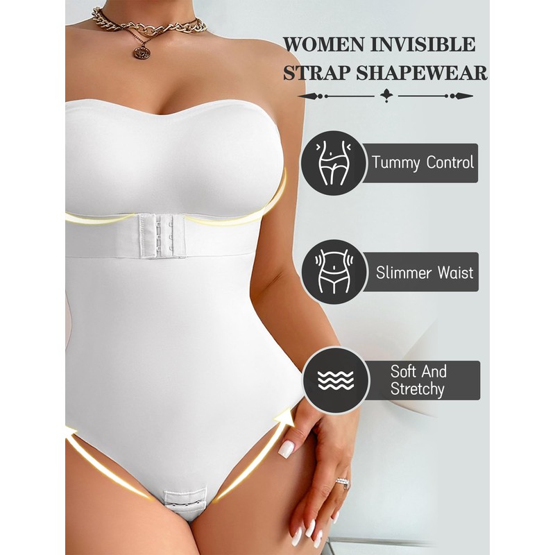 FEOYA Shapewear Women's Body Shaper Tummy Control Strapless Shapewear Bodysuit