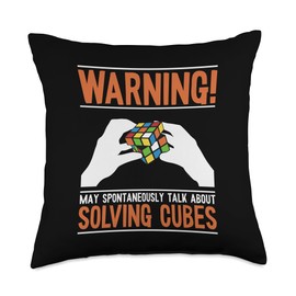 May Spontaneously Talk About Solving Cubes Cubing Speedcuber Throw Pillow