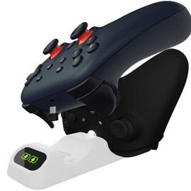 Orzly controller charger stand for Google Stadia works as dock for all type C controllers - Pearl white edition