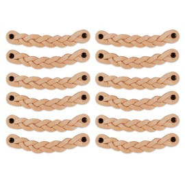 Brute Strength - Leather Handles for Furniture - Braided - Natural - Pack of 12 - 16.5 x 2.5 cm - Cabinet Handle, Door Handle for Kitchen, Bathroom, Cabinets, Dresser, Wood